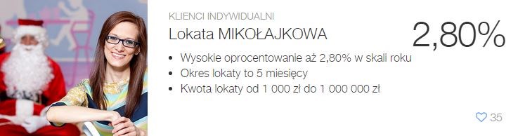 Lokata Mikołajkowa 2,80% w Idea Bank