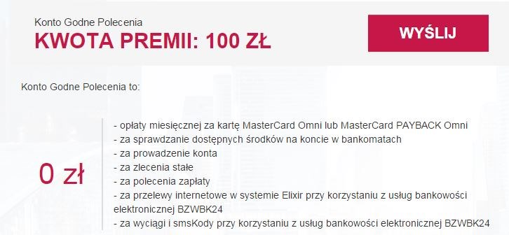 100 zł premii od BZWBK w promocji moneymania