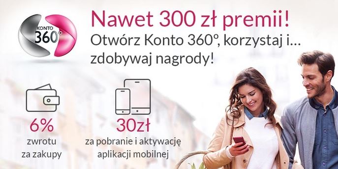 Do 300 zł premii za otwarcie konta 360 stopni w Banku Millennium