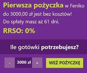 Pierwsza pożyczka Feniko - do 3000 zł na 61 dni z RRSO 0%