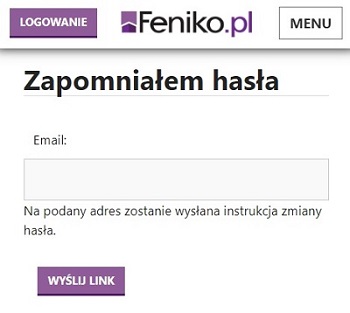 Feniko zapomniałem hasła logowania