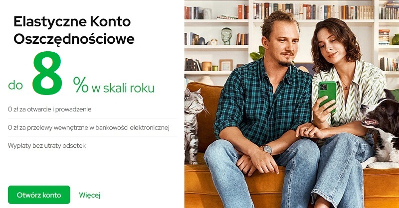 🥇Oprocentowanie 8% Elastyczne Konto Oszczędnościowe VeloBank (bez konta)