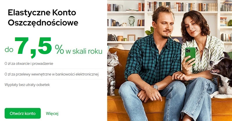 🥇Oprocentowanie 7,5% Elastyczne Konto Oszczędnościowe VeloBank