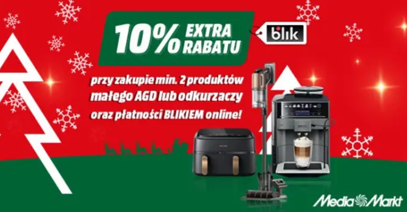 MediaMarkt & BLIK Extra 10% przy zakupie 2 produktów z małego AGD i odkurzaczy z płatnością BLIK
